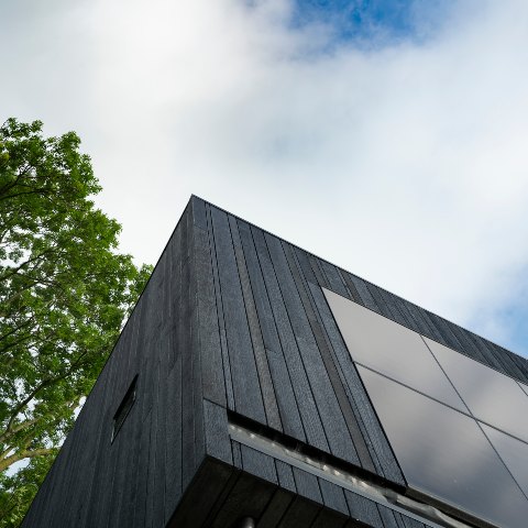 Zwart houten latten voor muur