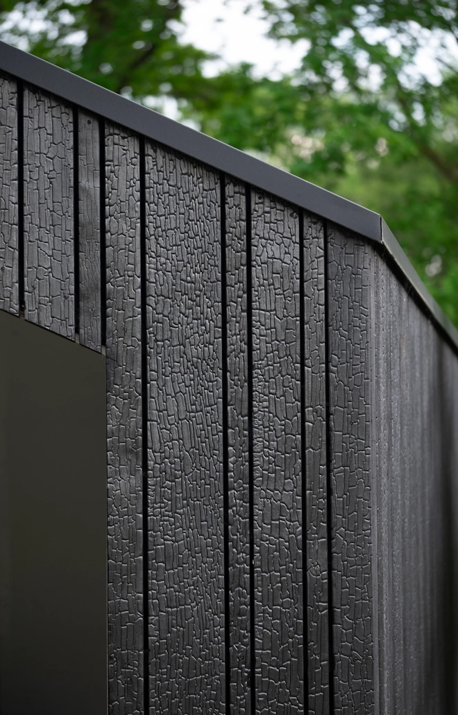 Zwart houten latten voor muur